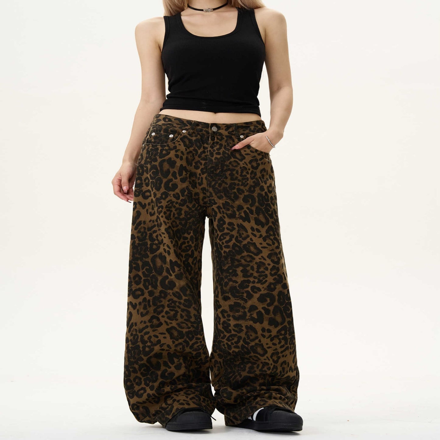 Damemode vintage leopardjeans