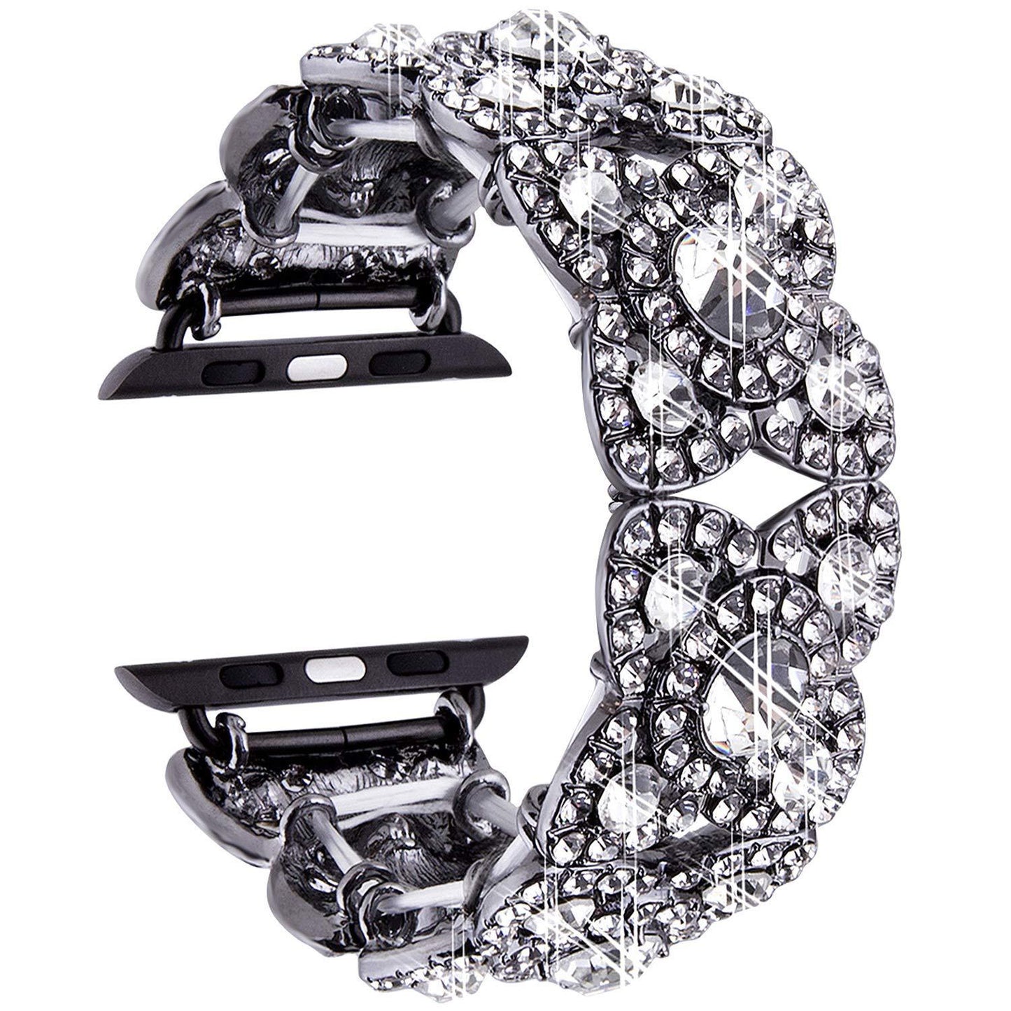 Series Four Petal Flower Metal Diamond Watch Band 8 7 6 SE 5 4 3