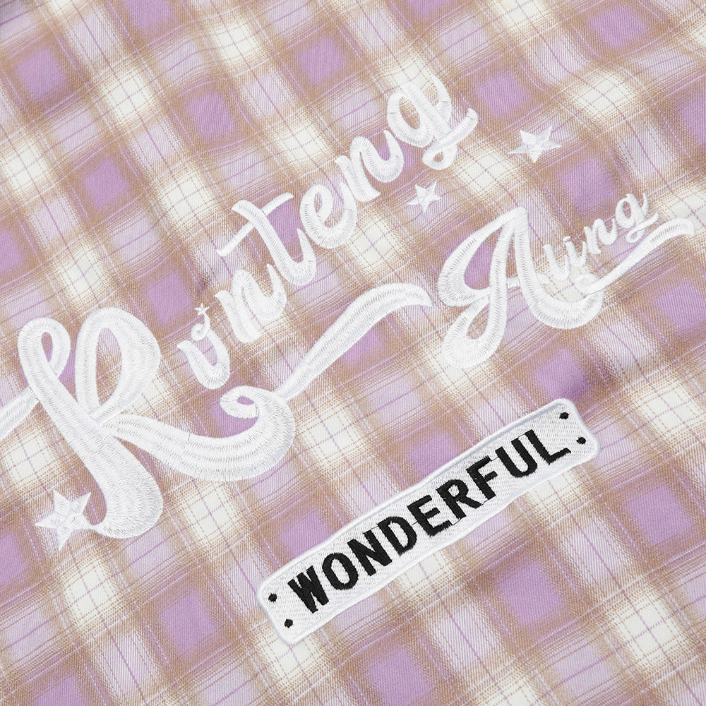 Spring And Autumn Plaid Letters Embroidered Shirt Coat