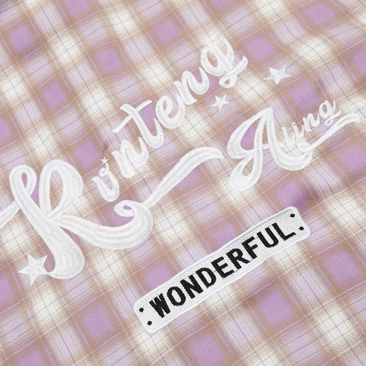 Spring And Autumn Plaid Letters Embroidered Shirt Coat