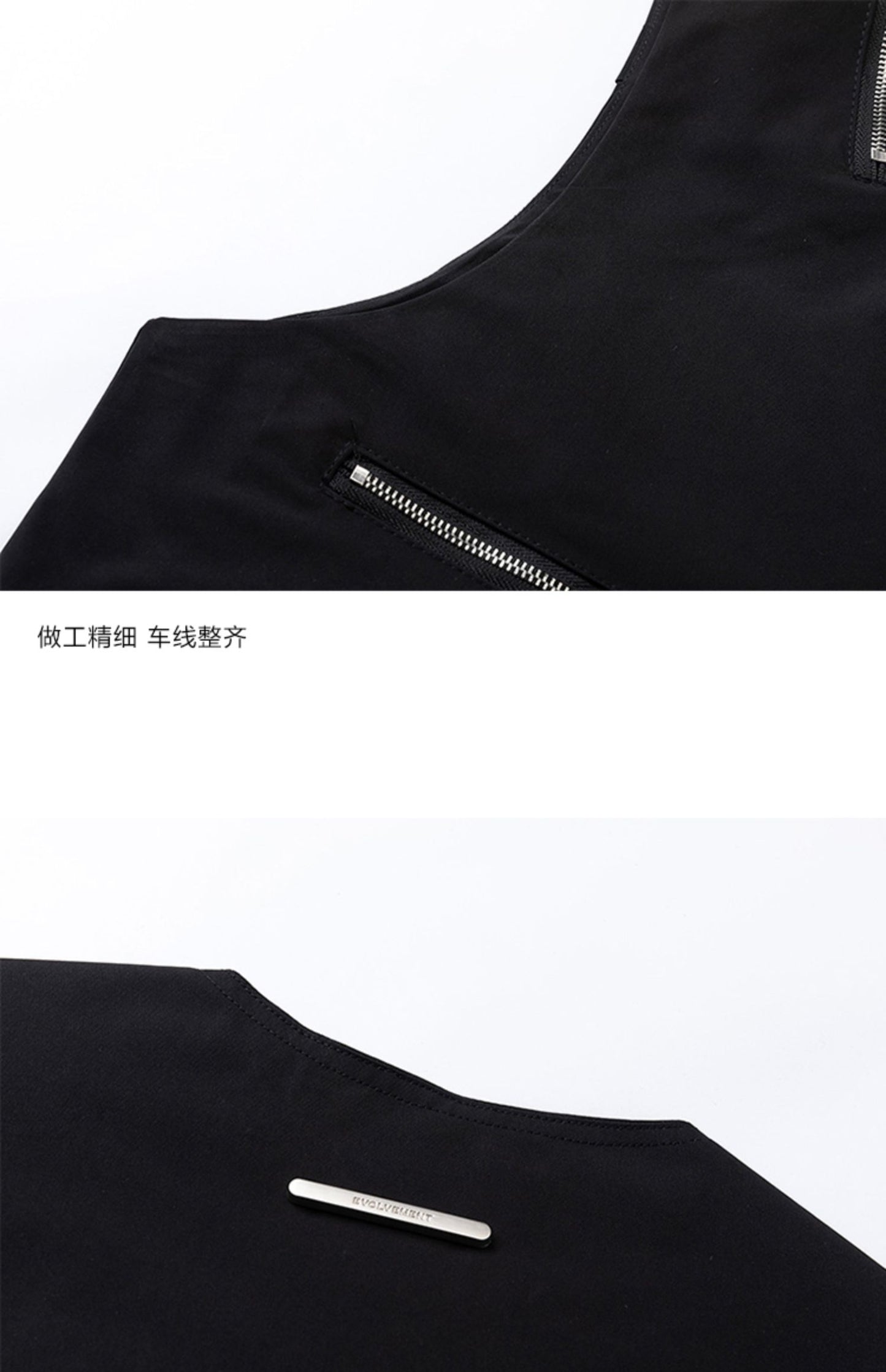 High Street Hip-hop Vibe Style Dark Multi-zip Sleeveless Waistcoat Summer