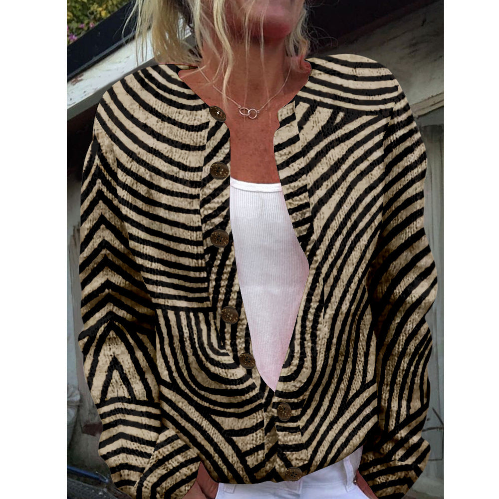Women's Simple All-match 3D Digital Pattern Printed Sweater
