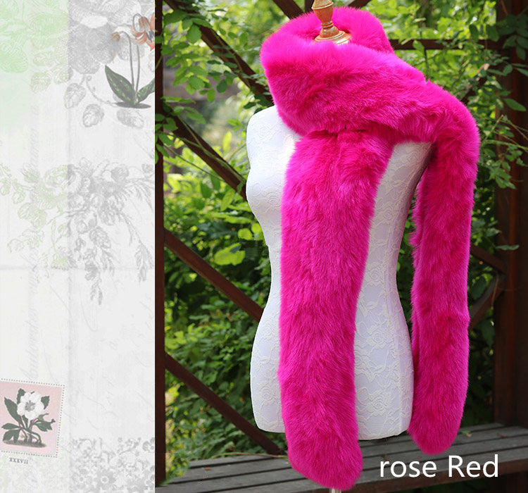 Faux Fox Fur Scarf And Fur Long Women Winter