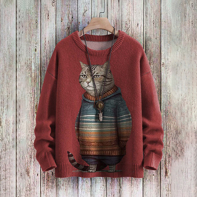 Abstract Style Digital Printing Drop-shoulder Long-sleeve Women's Sweater Casual All-matching
