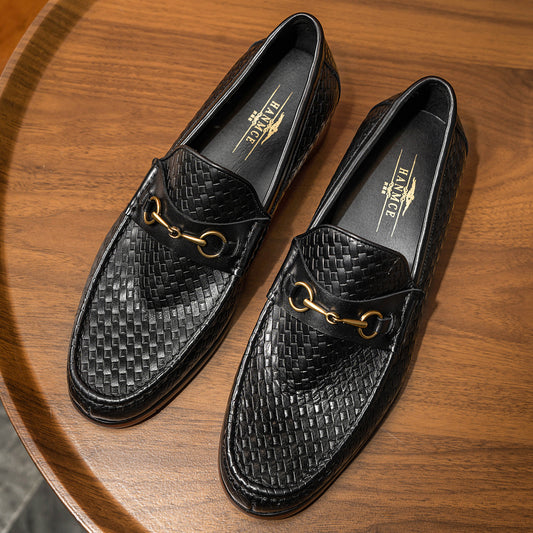 Business Casual Herre Vævede Loafers Lædersko Herresko