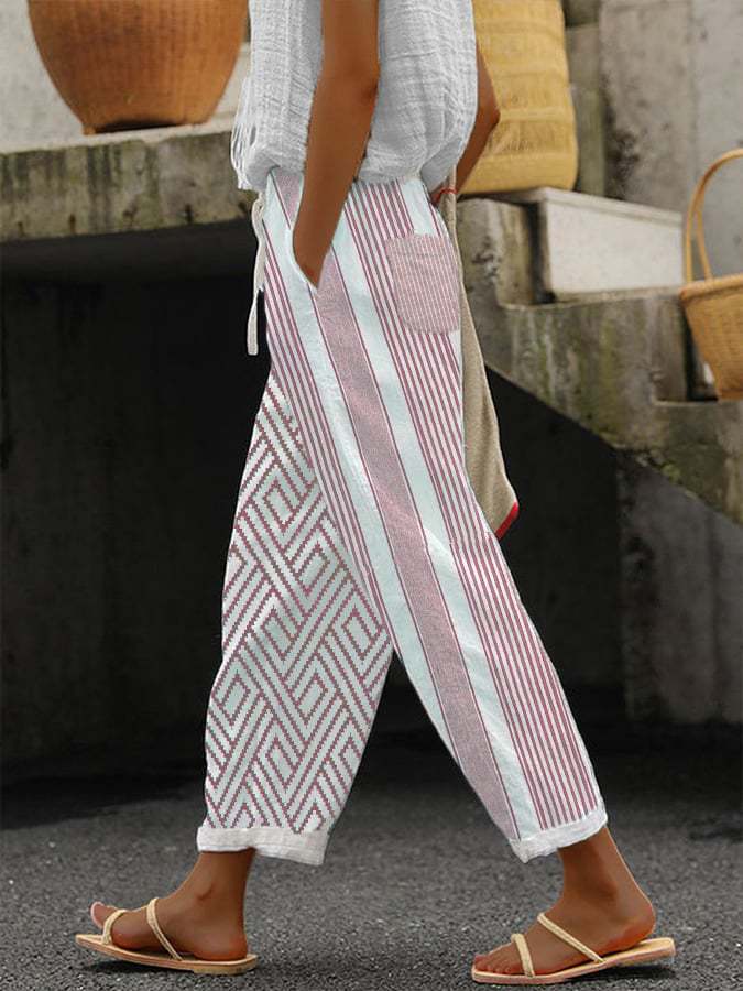 Digital Printing Exquisite Linen Casual Trousers