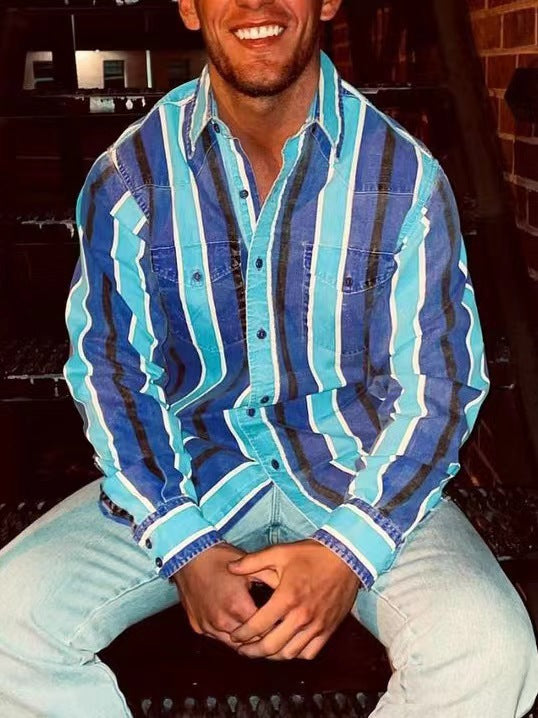 Lapel Casual And Comfortable Men's Long Shirt