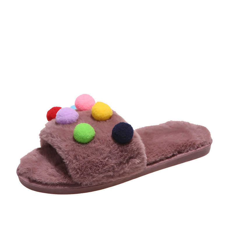Home Women's Polka Dot Platform Plush Slippers