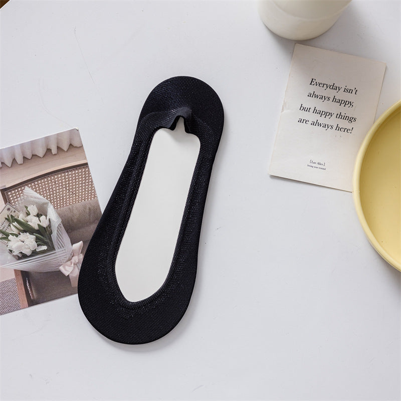 V Cut Ice Silk Mesh Invisible Female Socks Bottom Heel Color Matching