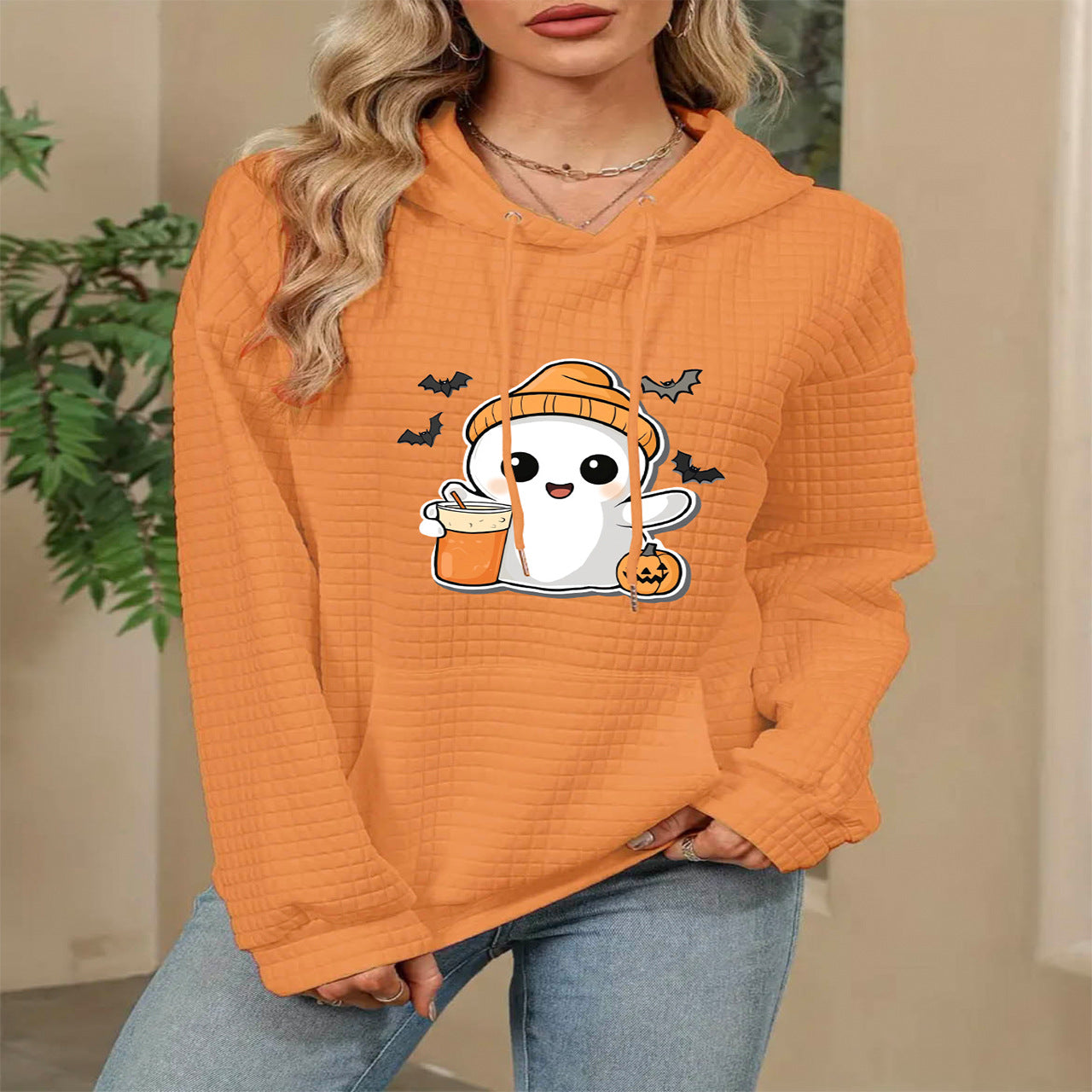 White Hooded Autumn Winter Sweater