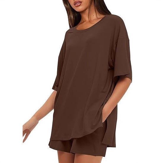 Simple Solid-Color Summer Commuter Loungewear Set