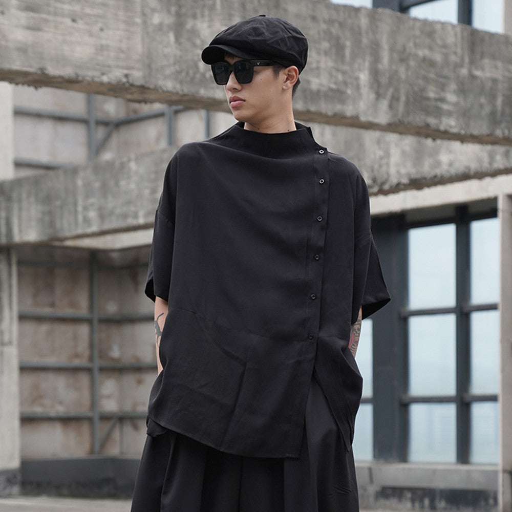 Men's Upper Garment Loose Small Stand Collar Shirt Top