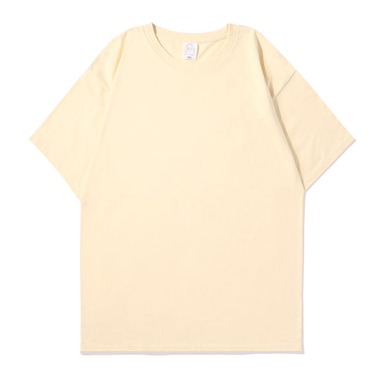 Heavy Long-staple Cotton Pure White Cotton Short-sleeved T-shirt Round Neck