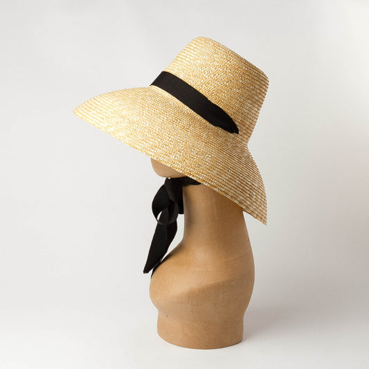 High Flat Top Big Brim Strap Straw Straw Hat Fashion