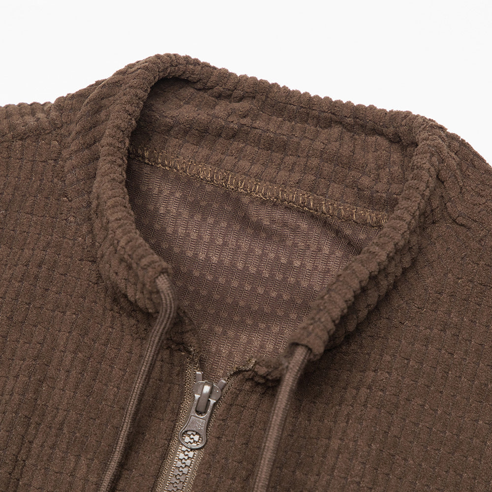 American High Street Half Zipper Drawstring Design Round Neck Sweater