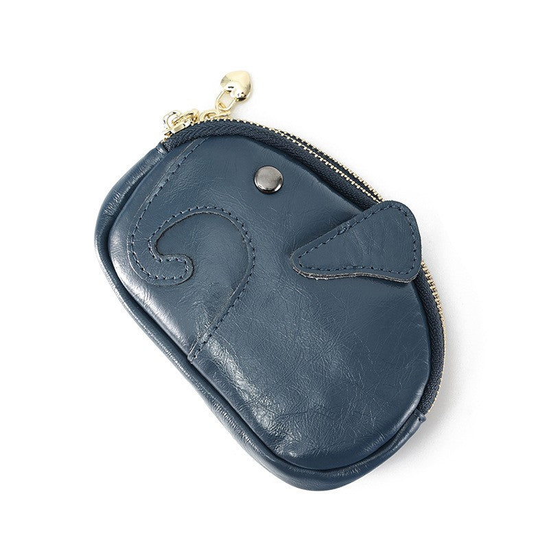 Wallet With Keychain Genuine Leather Multifunctional Coin Card Holder