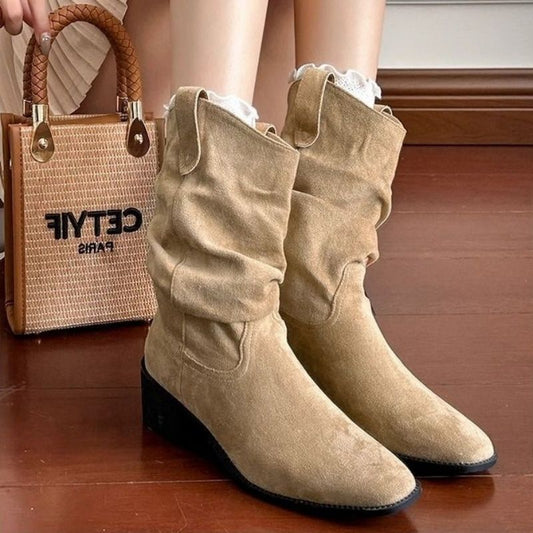 Womens Stylish British-style Chunky-heel Ankle Boots
