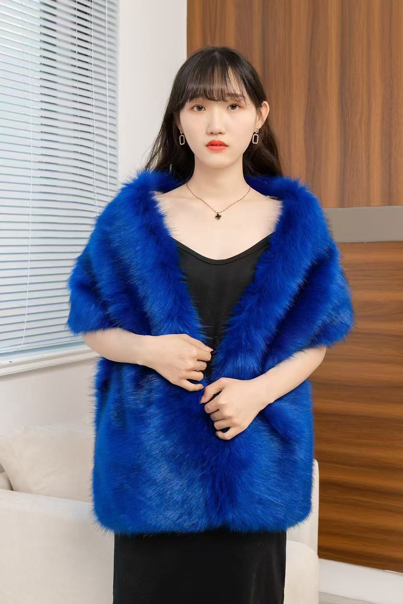 Women's Big Fur Collar Scarf Shawl