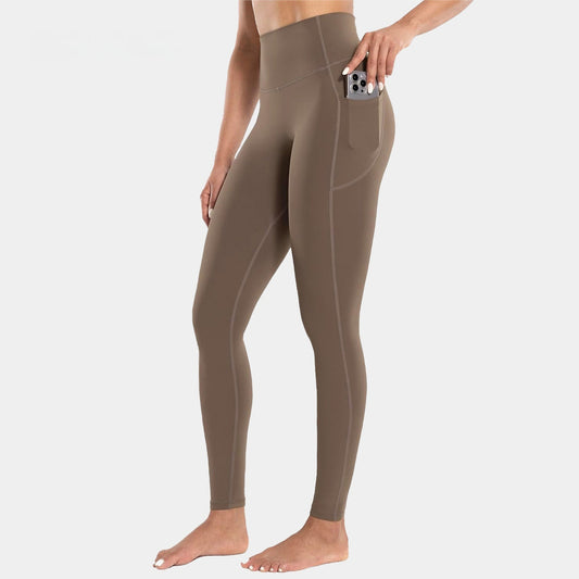 High Waist Nude Feel Yoga Seamless Quick-drying Tight Pocket Running Fitness Pants