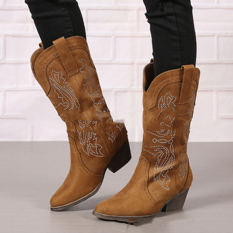 Calf-high Leather Boots For Tall, Plus-size Women