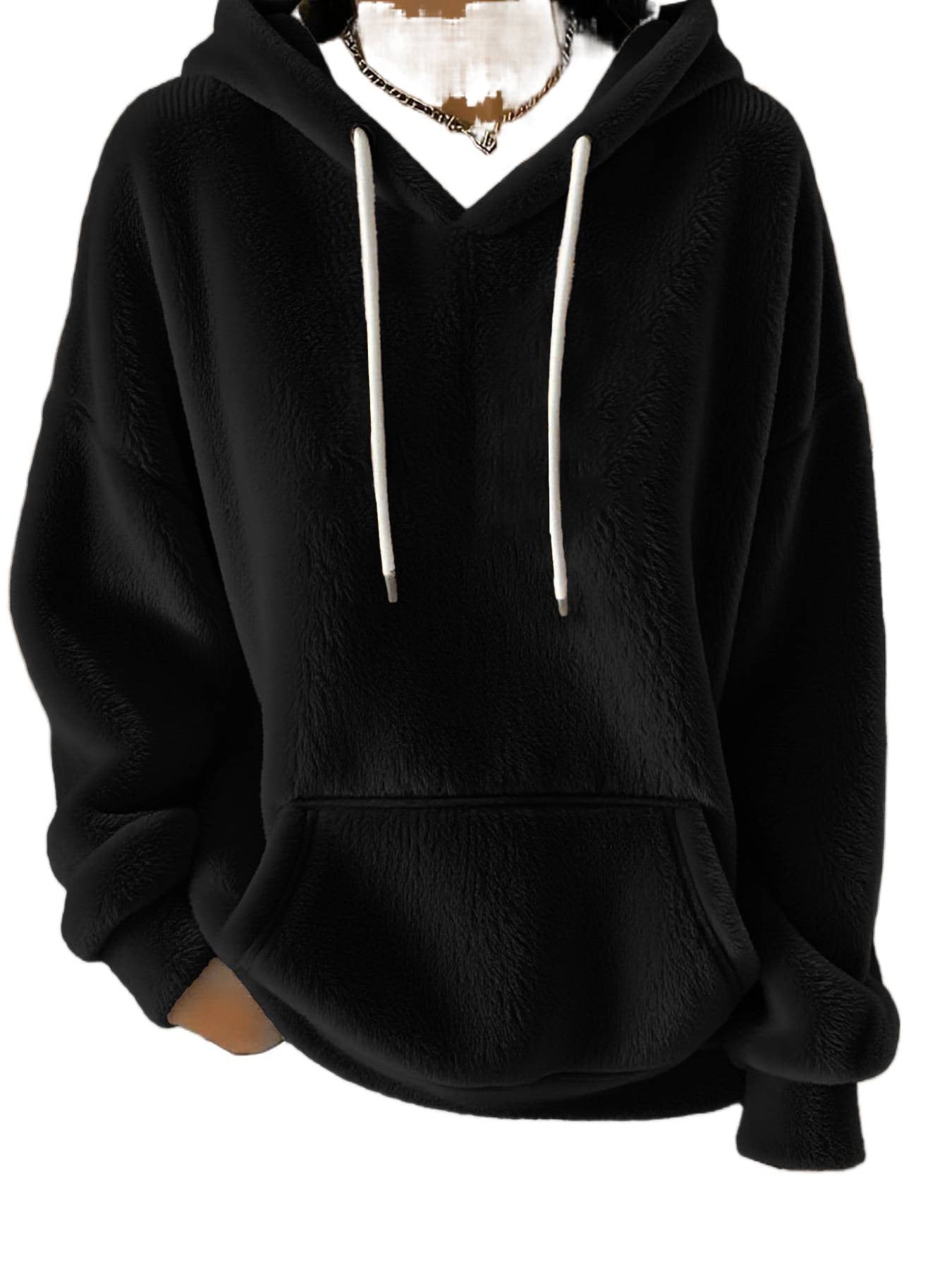 Ensfarvet lammeuldforet alsidig sweatshirt til kvinder til efterår og vinter