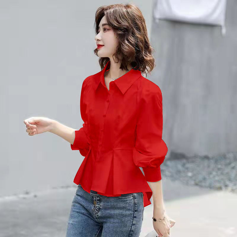 Women's Lapel Japanese-style Slim-fit Single-breasted Shirt