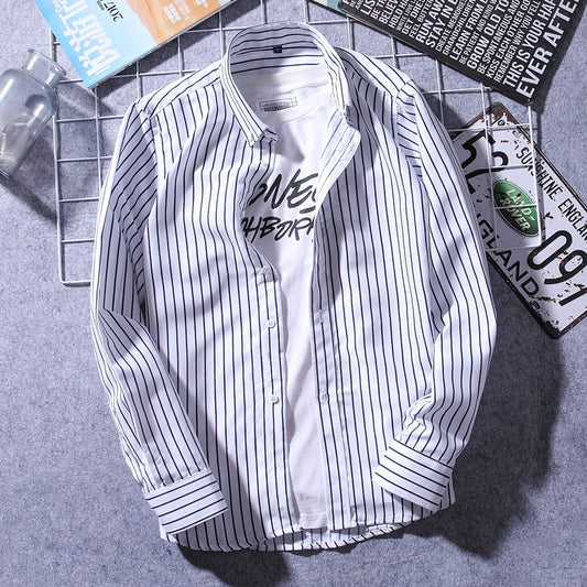 Men's Fashionable Slim-Fit Casual Striped Shirt