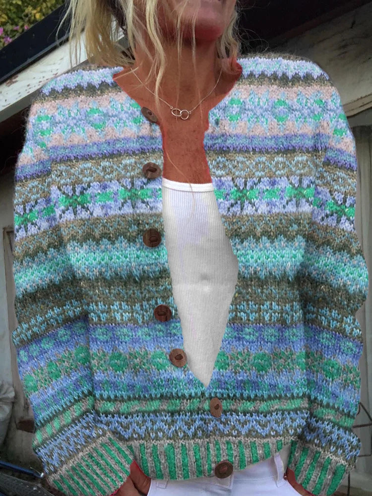 3D digitalt printet cardigan strikket frakke til kvinder