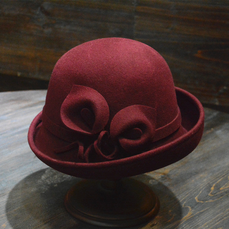 New Ladies Fashion Dome Roll Edge Woolen Hat