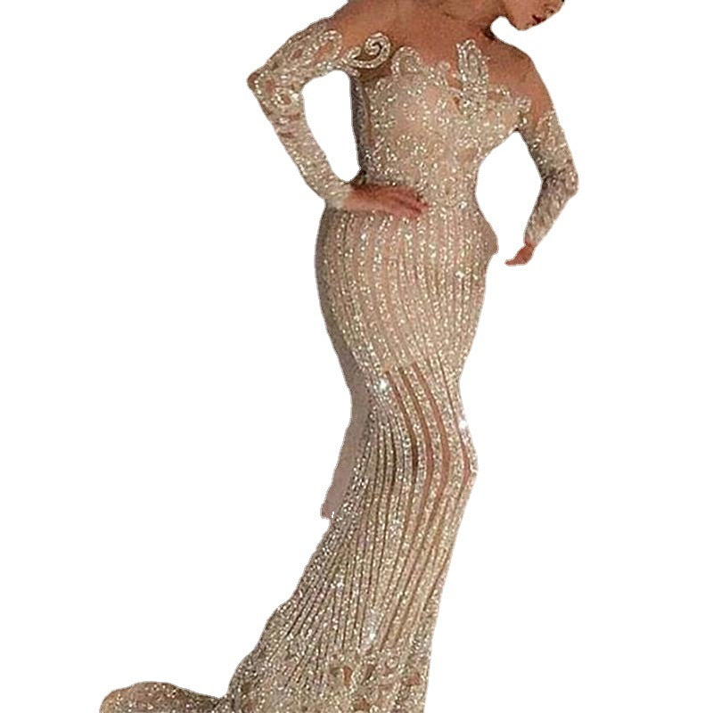Stretchy Gold Body-Slimming Dress For Women
