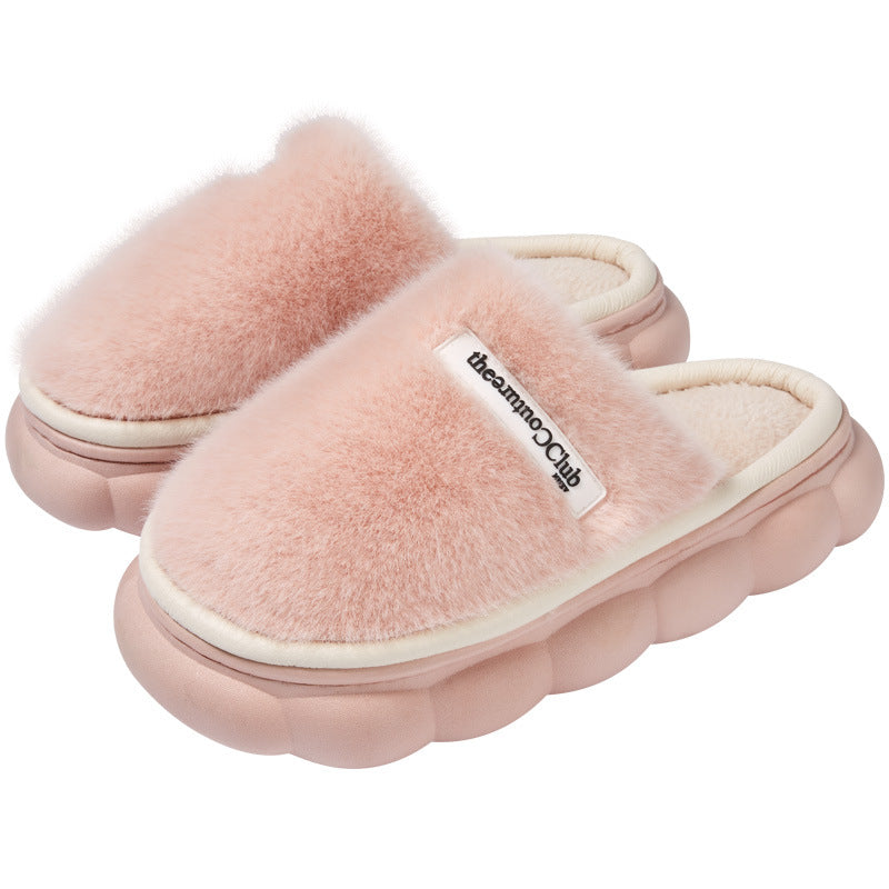 Fleece-lined Platform Velvet Winter Non-slip Slippers
