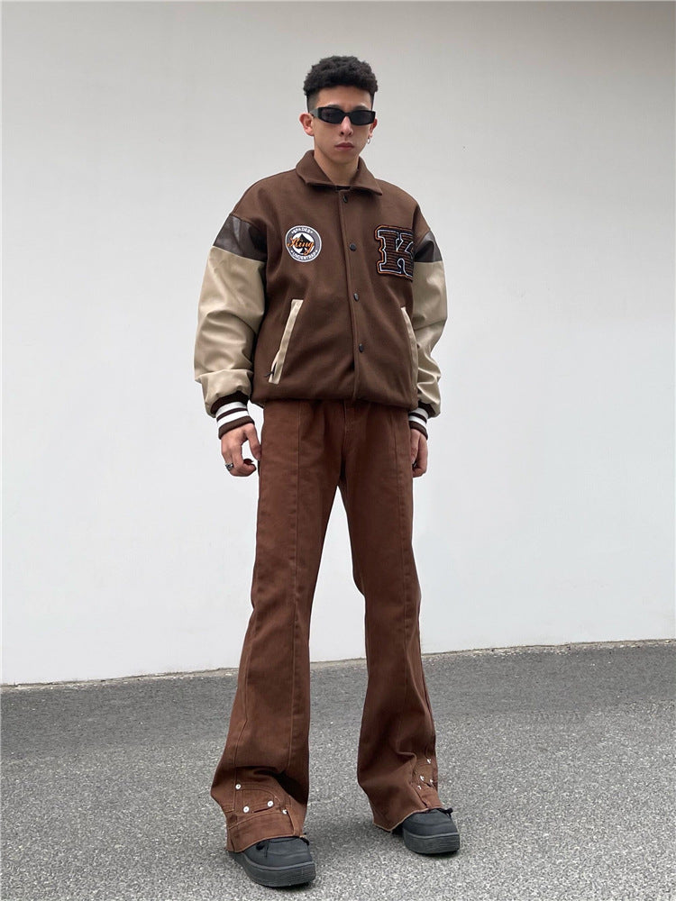 Vintage Patchwork Irregular Loose Micro-Flare Pants