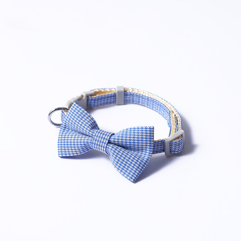 Pet Collar Houndstooth Design Bow
