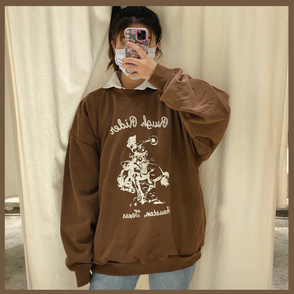 Sweatshirt Knight Print Long Sleeve Loose Pullover