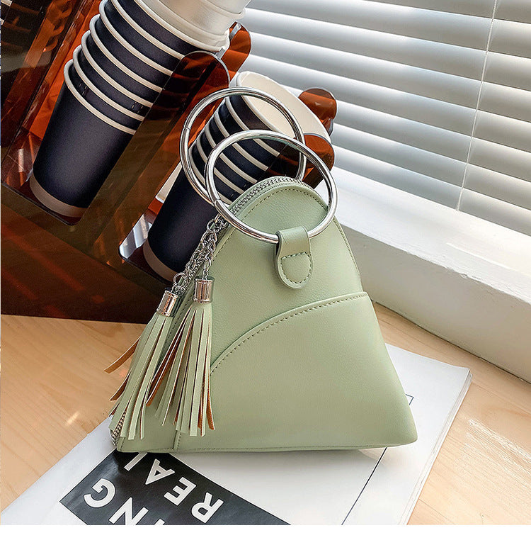 Textured Small Bag Female Tassel Handbag