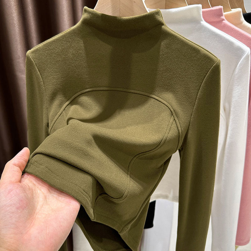 Womens Half-Turtleneck Double-Faced Thermal Base Layer Top