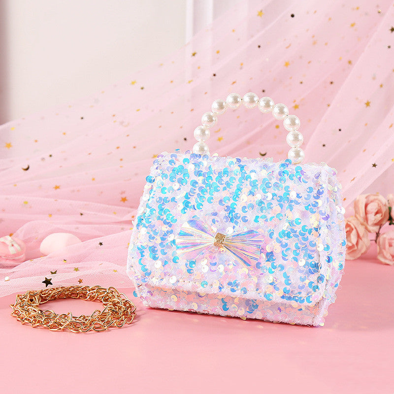 Women's Fashion Pearl Princess Portable Sequin Bag