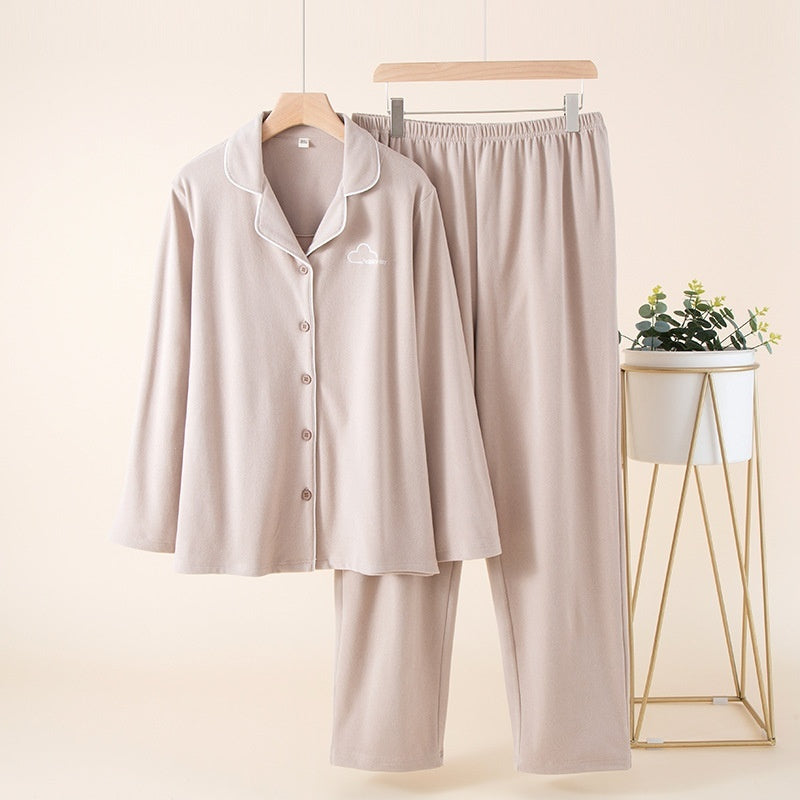 New Womens Solid-color Embroidered Loose-fitting Set