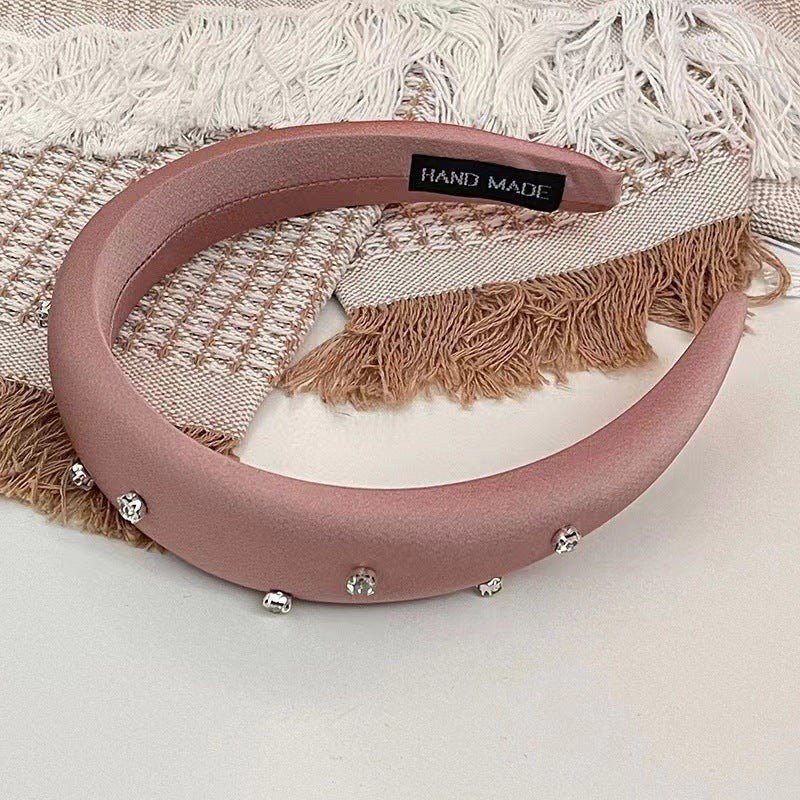 Women's Outdoor All-matching-type High Skull Top Sponge Headband With Drill