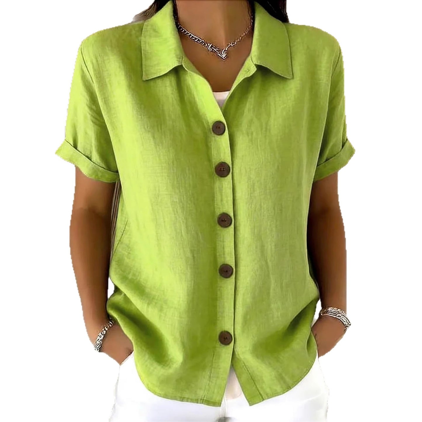 Women's Lapel-button Long-sleeve Shirt