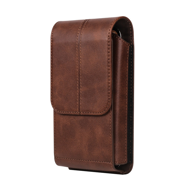 Vertical Smart Phone Accessory Waist Bag Buckle Leather Belt Leather Case Card Slot Multi-functional Trend