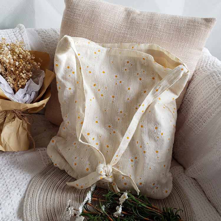 New Japanese Style Small Daisy Flower Canvas Bag Women