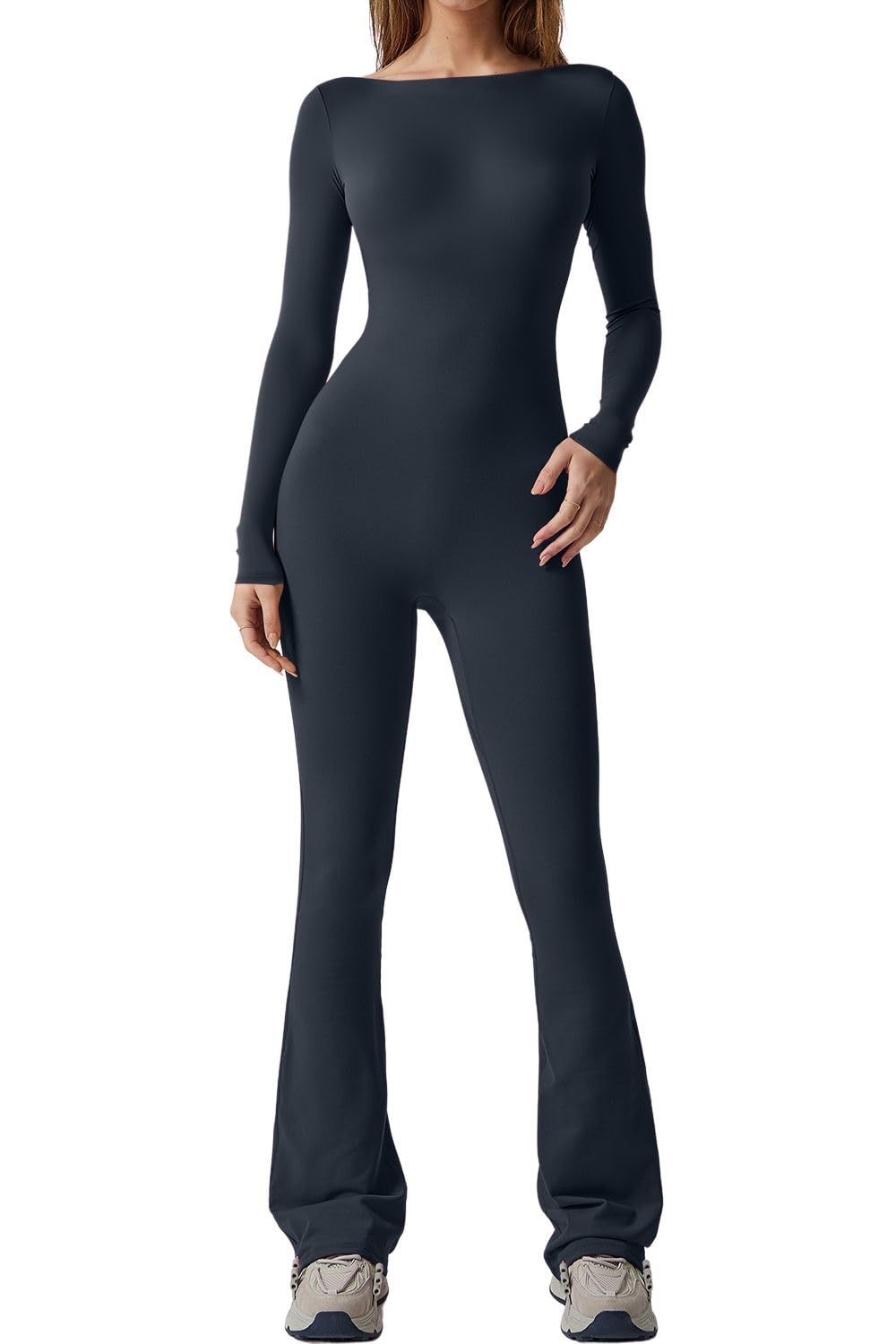 Women's Solid Color Long Sleeve Jumpsuit