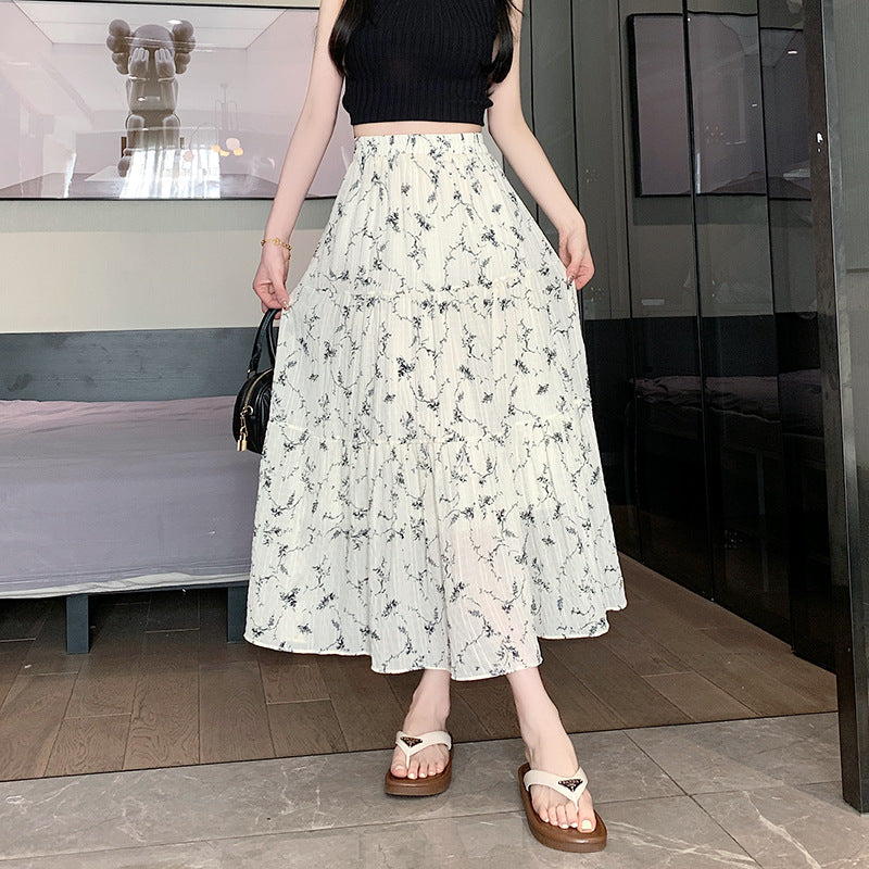 Women's Summer Casual French Retro Patchwork Floral Skirt