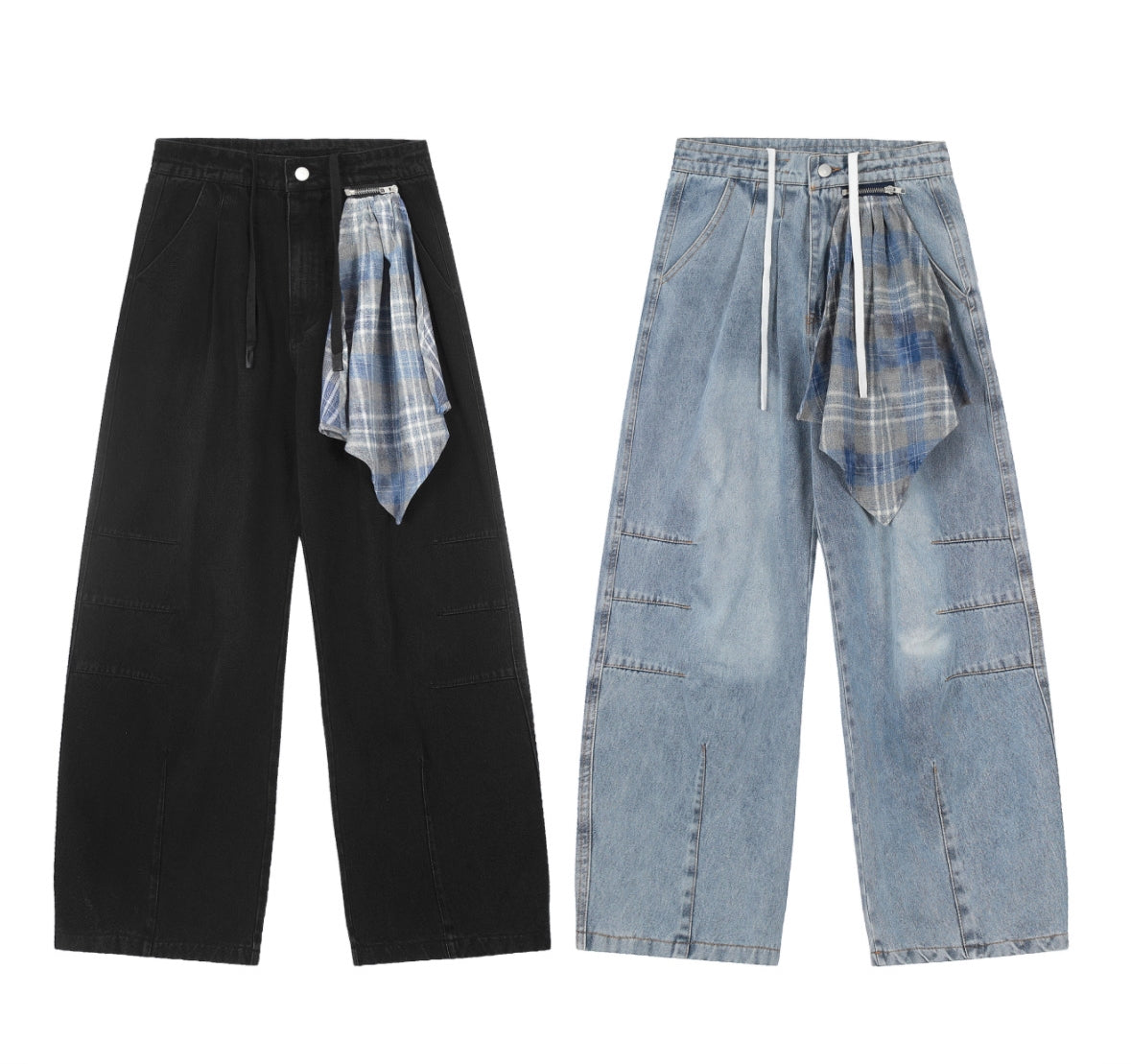 Retro Machete Lynlås Aftagelig Firkantet Tørklæde Profil Jeans