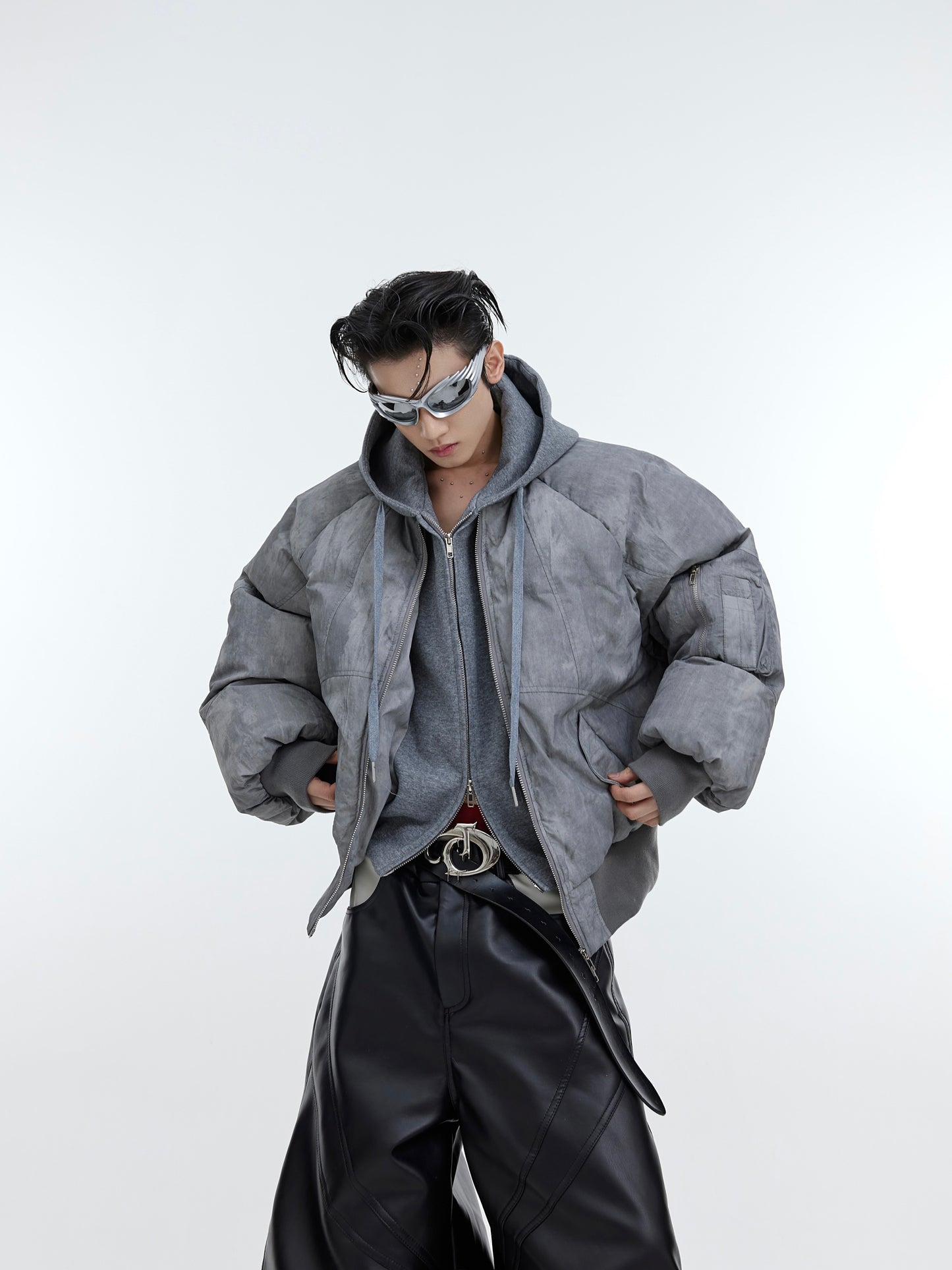 Making Old And Fake Two-piece Patchwork Cotton Hooded Jacket