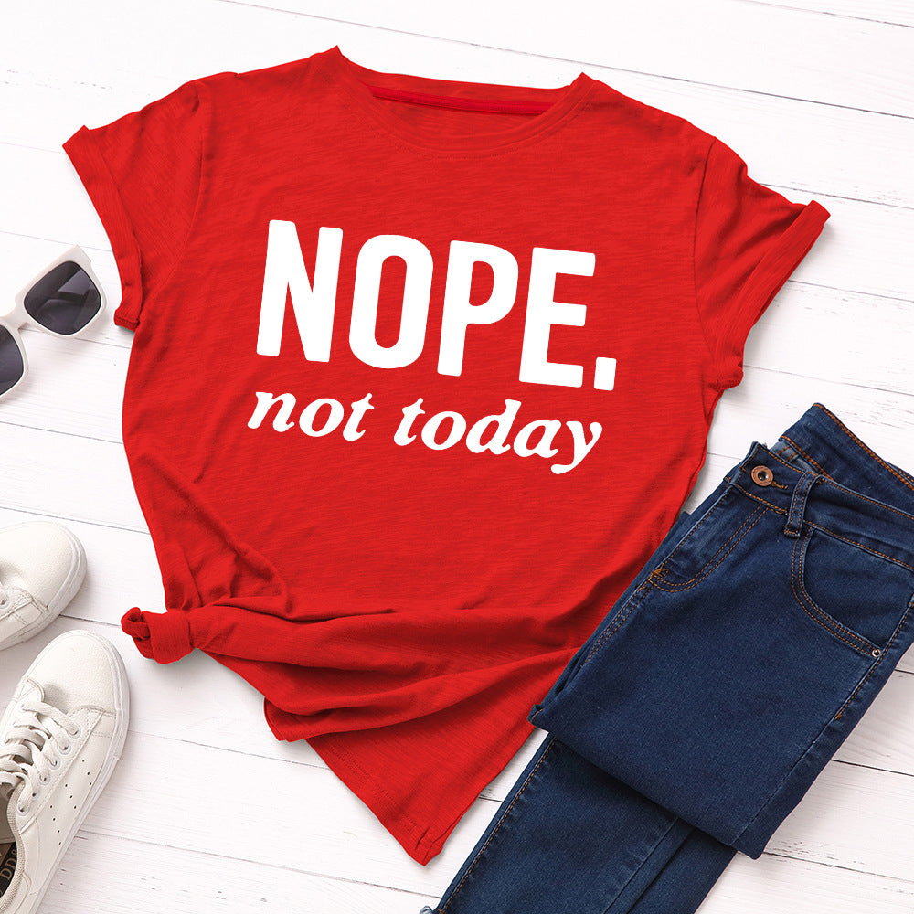 Women's Letter Loose Round Neck Short Sleeve T-Shirt