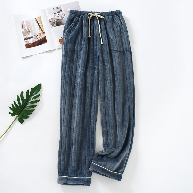 Couple Flannel Home Pants Trousers Thick Coral Fleece Warm Pants Men Plus Size Pants