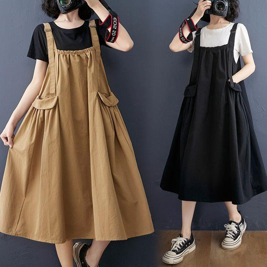 Summer Wear Belly Covering Slimming Fat Sister Western Style Youthful-looking Braces Skirt