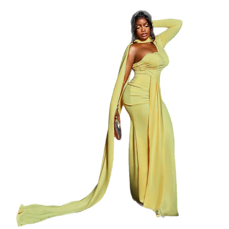 Elegant Form Fitting Solid Color Wrap Dress